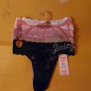 5 PACK NO PANTY LINE LACE JUICY COUTURE THONGS SIZE L MULTI COLORS